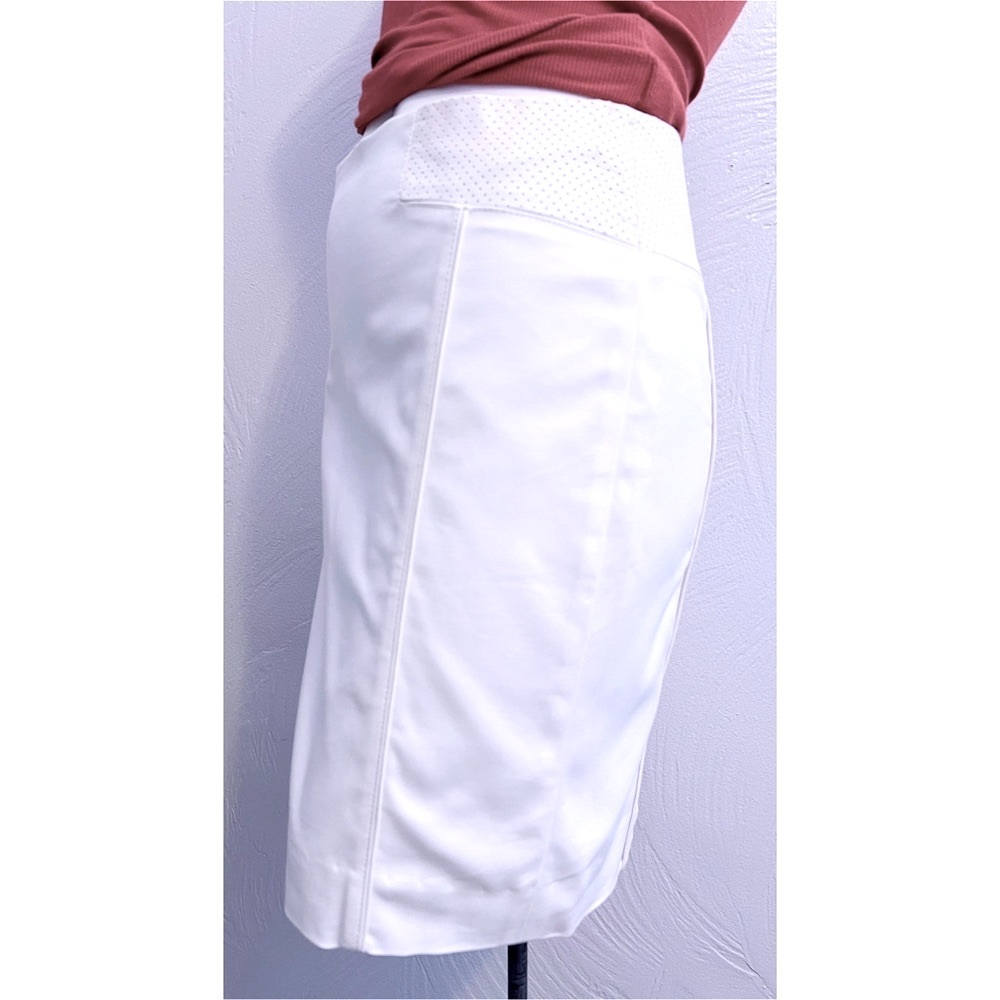 EUC Club Monaco Faux Leather Trim Sheath Skirt Lined w/Zipper Size 2 No Flaws